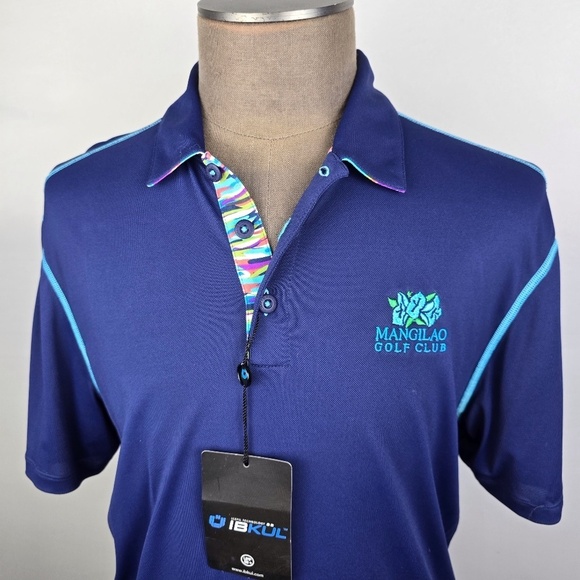 IBKUL Men's Large Golf Polo Shirt style 94000 New NWt W Golf Club Logo- Blue - Picture 1 of 7